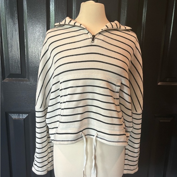 The Upside Cream and Black Striped Hoodie - Picture 1 of 4